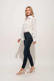And The Why Eyelet Long Sleeve Button Down Shirt - Trendsi - Flyclothing LLC