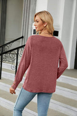 V-Neck Long Sleeve T-Shirt - Trendsi - Flyclothing LLC