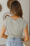 Tied Round Neck Crop Tee - Trendsi - Flyclothing LLC
