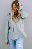 Frill Trim Flounce Sleeve Blouse - Trendsi - Flyclothing LLC