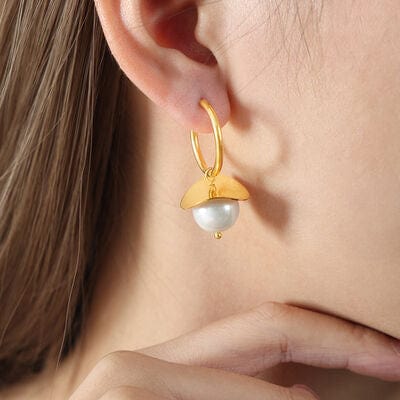 18K Gold-Plated Bead Dangle Earrings - Trendsi