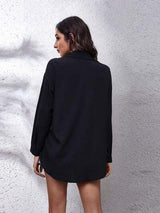 Contrast Button Up Long Sleeve Shirt - Trendsi - Flyclothing LLC