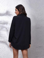 Contrast Button Up Long Sleeve Shirt - Trendsi