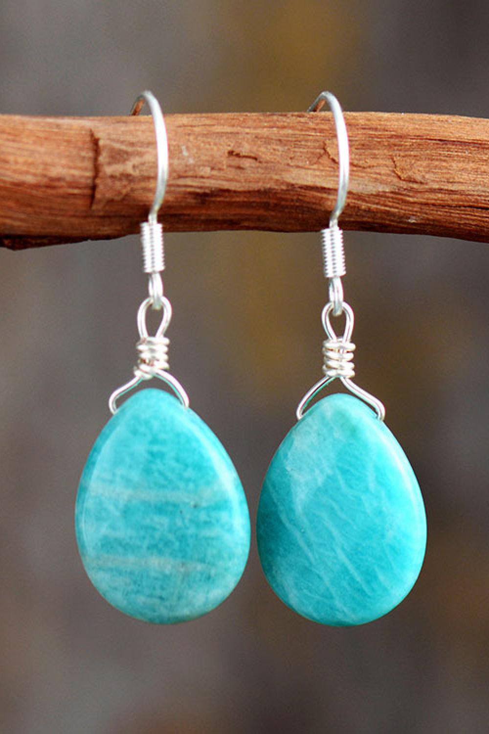 Handmade Natural Stone Teardrop Earrings - Trendsi