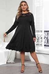 Long Sleeve Cutout Detail Dress - Trendsi - Flyclothing LLC