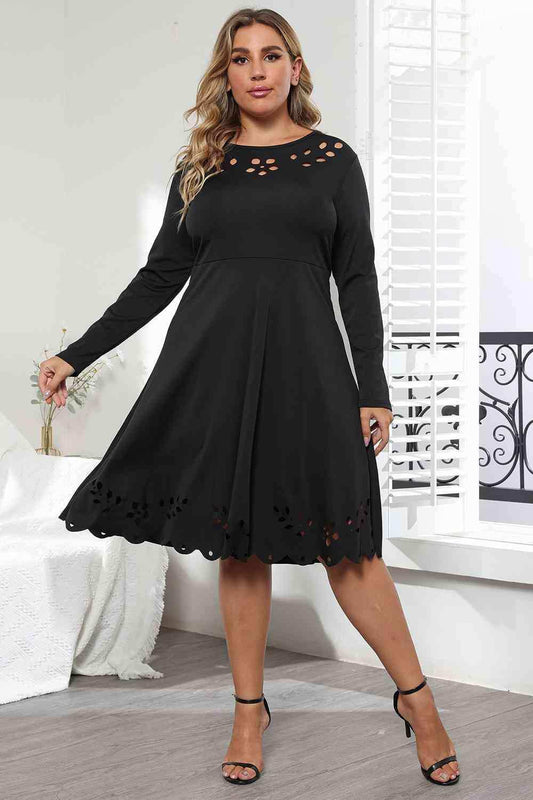 Long Sleeve Cutout Detail Dress - Trendsi - Flyclothing LLC