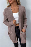 Rib-Knit Open Front Pocketed Cardigan - Trendsi - Flyclothing LLC