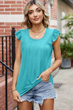 Ruffled Ruched Round Neck Tank - Trendsi - Flyclothing LLC