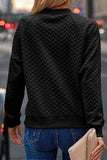 Texture Round Neck Long Sleeve Sweatshirt - Trendsi - Flyclothing LLC