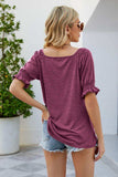 Short Flounce Sleeve Top - Trendsi - Flyclothing LLC