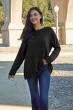 Basic Bae Full Size Ribbed Round Neck Long Sleeve Knit Top - Trendsi - Flyclothing LLC
