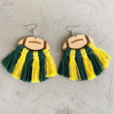 Fringe Detail Football Shape Wooden Dangle Earrings - Trendsi