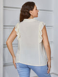 Plus Size Ruffled Cap Sleeve Shirt - Trendsi