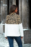 Leopard Color Block Half-Zip Collar Teddy Sweatshirt - Trendsi