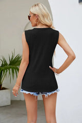 Spliced Lace V-Neck Tank - Trendsi - Flyclothing LLC
