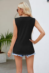 Spliced Lace V-Neck Tank - Flyclothing LLC