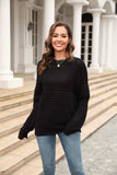 Round Neck Openwork Long Sleeve Pullover Sweater - Trendsi - Flyclothing LLC