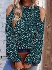 Floral Cold-Shoulder Blouse - Trendsi