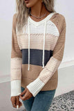 Color Block Drawstring Hooded Sweater - Trendsi