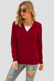 Button Up V-Neck Long Sleeve Cardigan - Trendsi - Flyclothing LLC