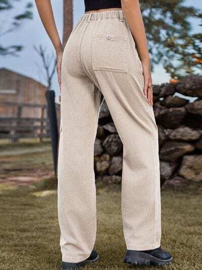 High Waist Cargo Straight Jeans - Trendsi - Flyclothing LLC