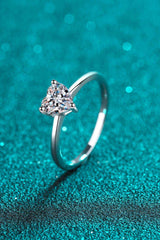 925 Sterling Silver Heart-Shaped Moissanite Solitaire Ring - Trendsi - Flyclothing LLC