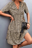 Ditsy Floral Empire Waist Plunge Short Sleeve Dress - Trendsi - Flyclothing LLC
