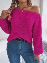 Openwork Long Sleeve Sweater - Trendsi