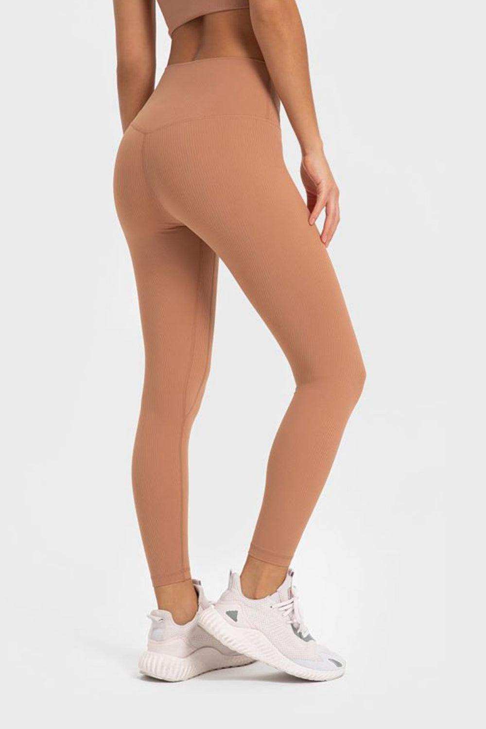 Highly Stretchy Wide Waistband Yoga Leggings - Trendsi - Flyclothing LLC