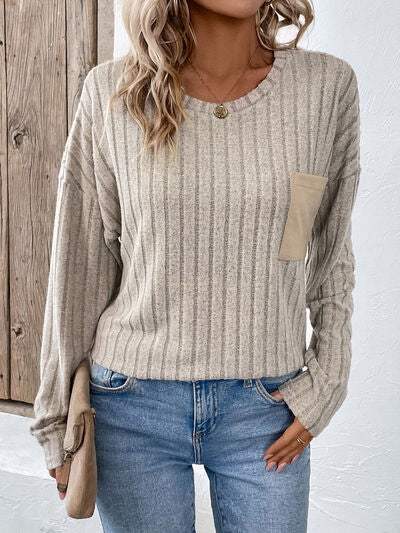 Round Neck Dropped Shoulder T-Shirt - Trendsi - Flyclothing LLC