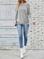Round Neck Long Sleeve T-Shirt - Trendsi