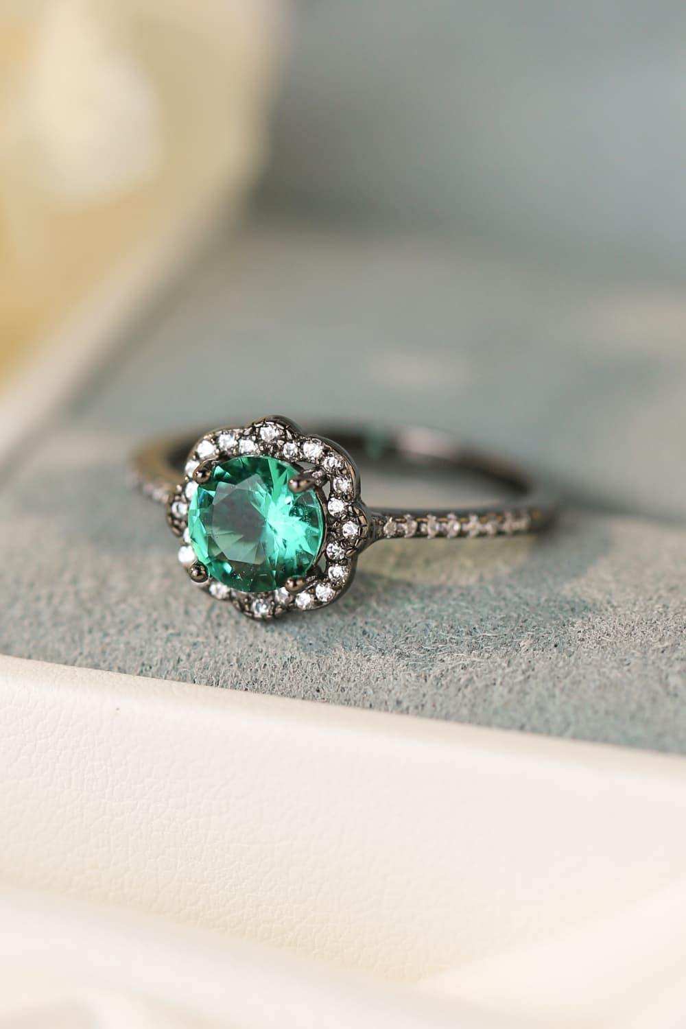 Paraiba Tourmaline Flower Shape Ring - Trendsi - Flyclothing LLC