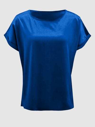 Round Neck Short Sleeve T-Shirt - Trendsi - Flyclothing LLC