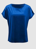 Round Neck Short Sleeve T-Shirt - Trendsi - Flyclothing LLC