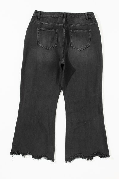 Distressed Raw Hem Jeans with Pockets Flyclothing LLC