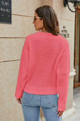 Openwork Surplice Long Sleeve Sweater - Trendsi - Flyclothing LLC