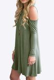 Cold-Shoulder Long Sleeve Round Neck Dress - Trendsi - Flyclothing LLC