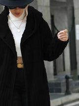 Open Front Ribbed Hooded Coat - Trendsi - Flyclothing LLC
