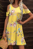 Floral Round Neck Cold-Shoulder Dress - Trendsi