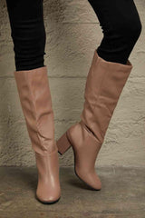 East Lion Corp Block Heel Knee High Boots - Trendsi