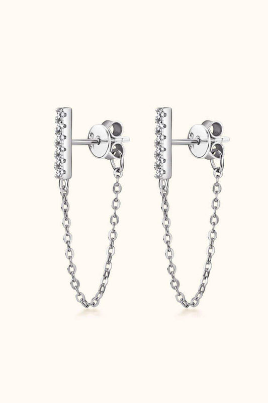 Moissanite 925 Sterling Silver Connected Earrings - Trendsi - Flyclothing LLC