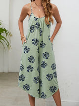 Botanical Print Spaghetti Strap Scoop Neck Jumpsuit - Trendsi - Flyclothing LLC