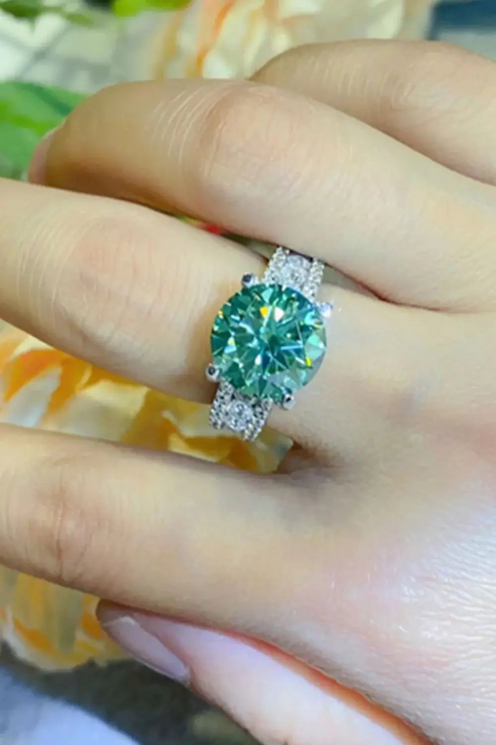 5 Carat Moissanite 4-Prong Wide Band Ring - Trendsi - Flyclothing LLC