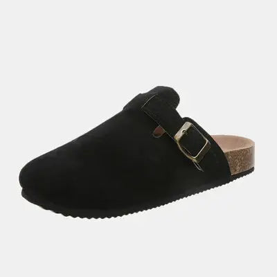 Suede Closed Toe Buckle Slide - Trendsi - Flyclothing LLC