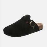 Suede Closed Toe Buckle Slide - Trendsi