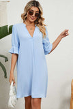 Notched Flounce Sleeve Mini Dress - Trendsi - Flyclothing LLC