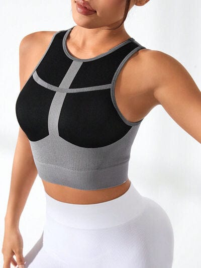 Color Block Round Neck Active Tank - Trendsi