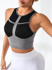 Color Block Round Neck Active Tank - Trendsi