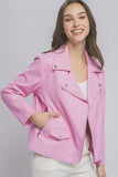 LOVE TREE Collared Neck Zip Up Jacket - Trendsi