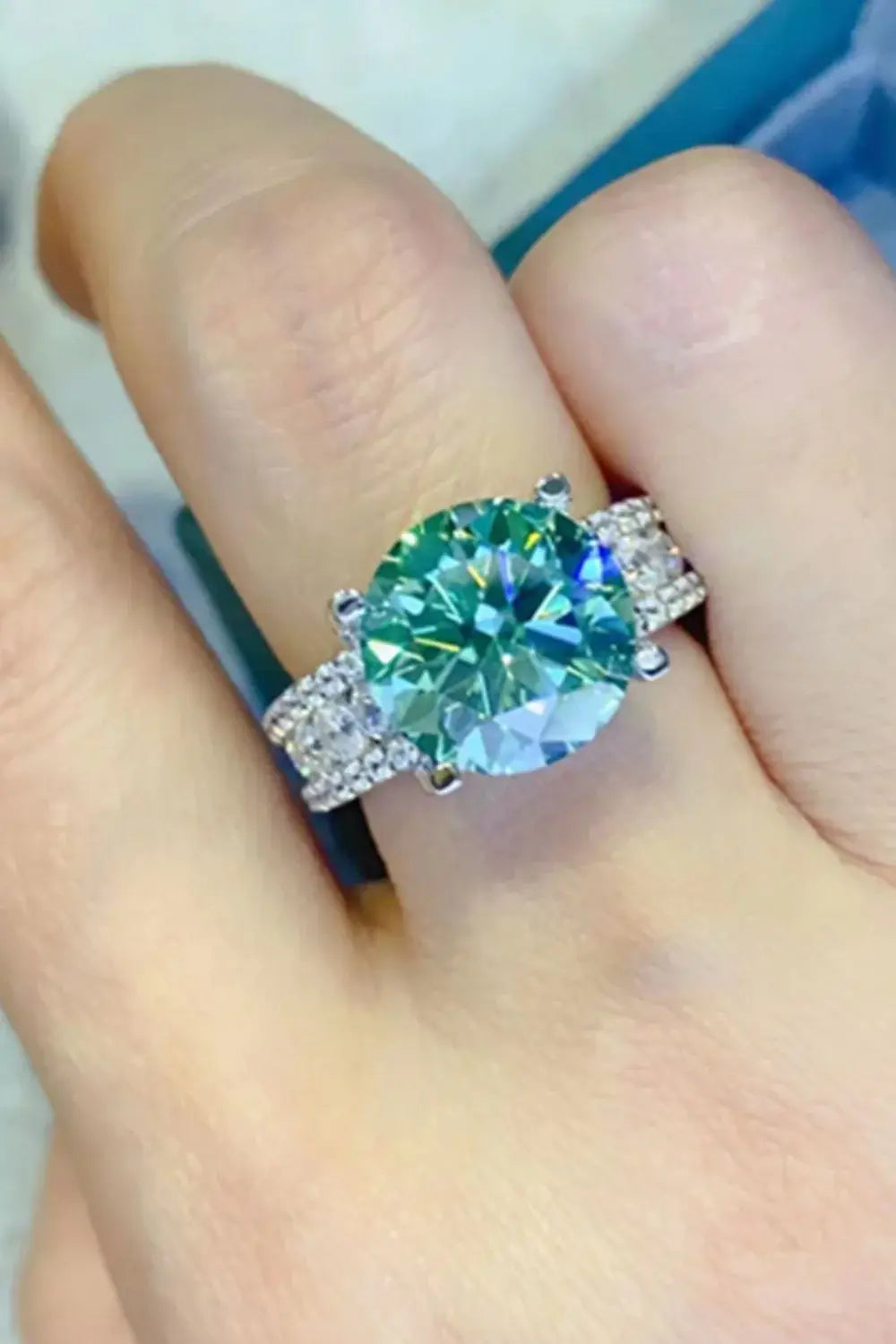 5 Carat Moissanite 4-Prong Wide Band Ring - Trendsi - Flyclothing LLC